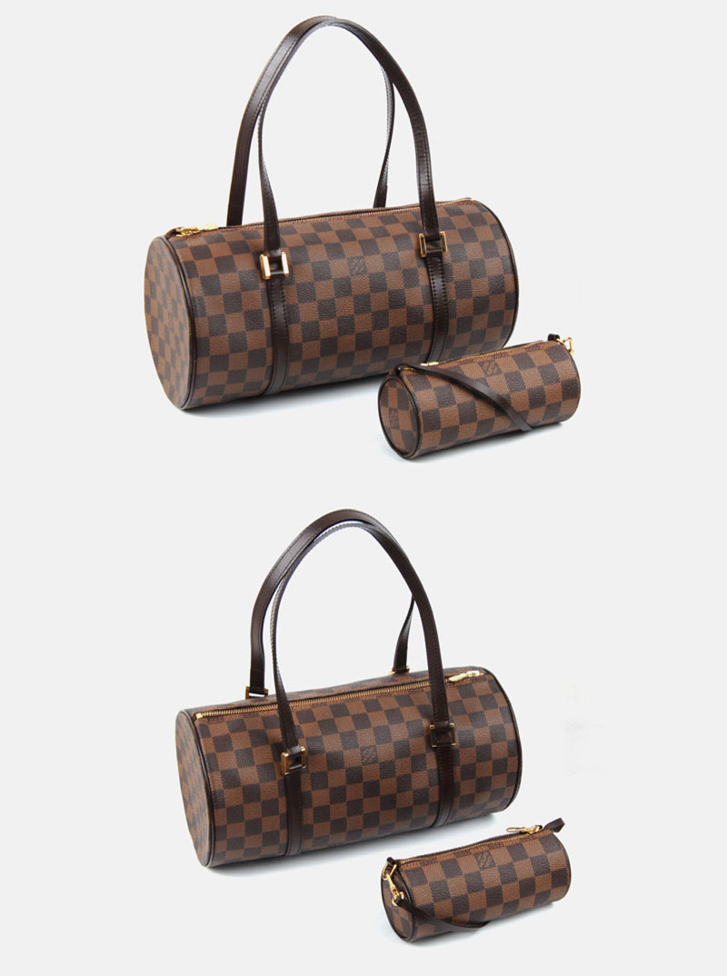 Mint Louis Vuitton LV Papillon N51303 Damier Pattern Handbag w/Cylinder Bag | eBay
